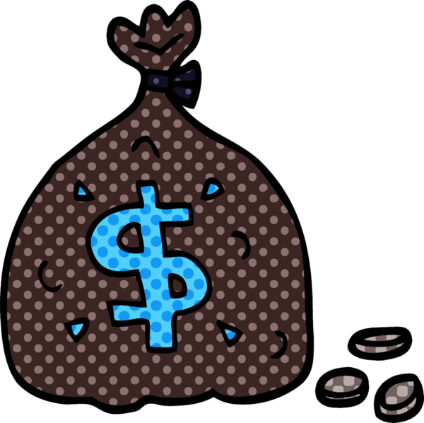 Bir insan tarafından çizilmiş bir çanta dolusu dolar.