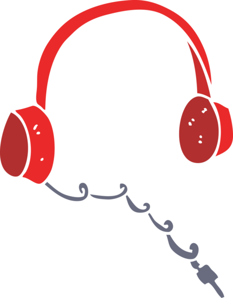 Bir insan tarafından çizilmiş düz renk çizgi film kulaklıkları