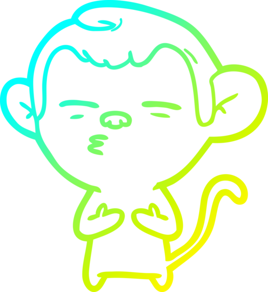 Bir insan tarafından çizilmiş şüpheli bir maymunun soğuk gradyan çizimi