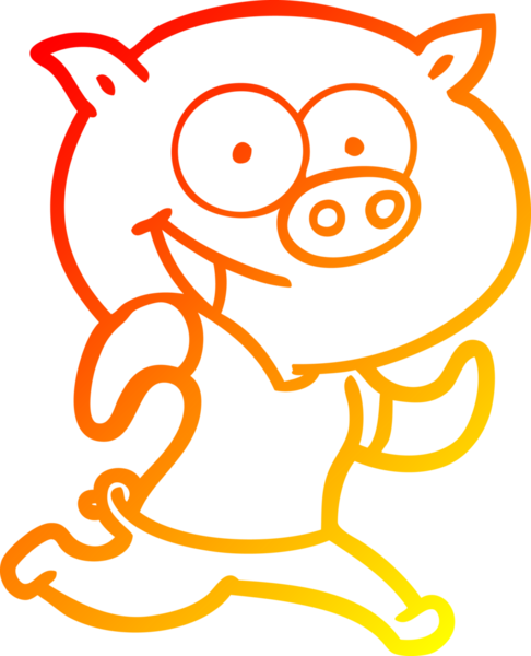 Bir insan tarafından çizilmiş neşeli bir domuzun çizgi çizimi.