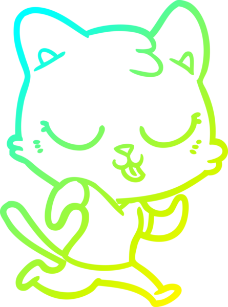 Bir insan tarafından çizilen çizgi film kedisinin soğuk gradyan çizgisi.