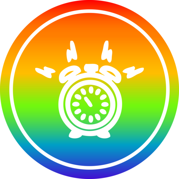 Alarm saati dairesel simgesi gökkuşağı gradyan bir insan tarafından çizilmiş