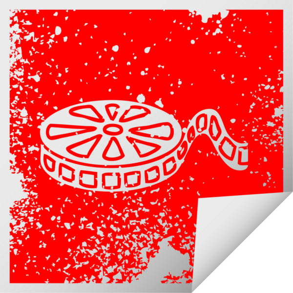 Bir insan tarafından çizilmiş bir film makarasının kare soyma etiketi.