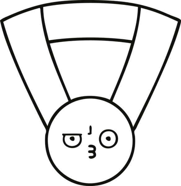 Bir insan tarafından çizilmiş altın madalyanın çizgi çizimi.