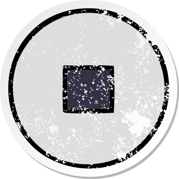 Bir insan tarafından çizilmiş şirin bir çizgi film durdurma düğmesinin sıkıntılı çıkartması.