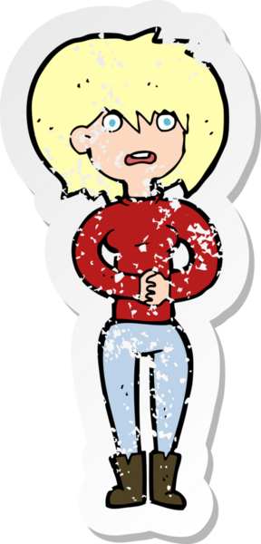 Bir insan tarafından çizilmiş endişeli bir karikatürün gerilimli çıkartması.