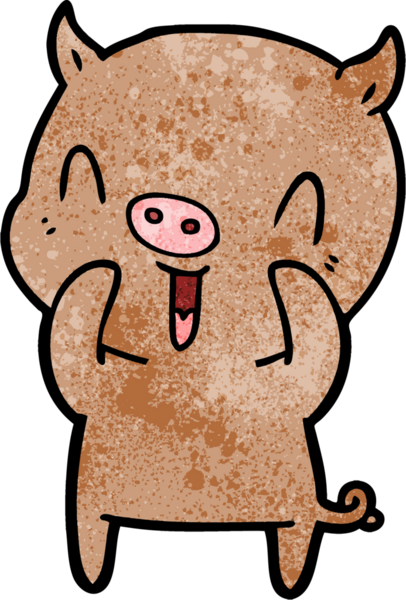 Bir insan tarafından çizilmiş mutlu çizgi film domuzu.