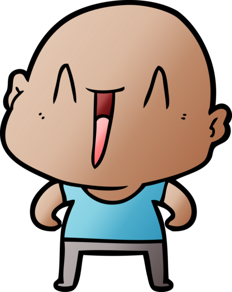 Bir insan tarafından çizilmiş mutlu, kel adam.