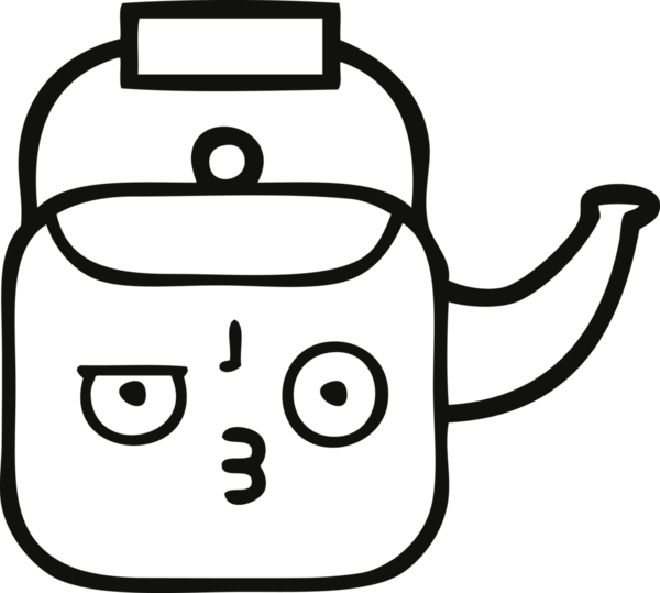 Bir insan tarafından çizilmiş bir çaydanlığın çizgi çizimi