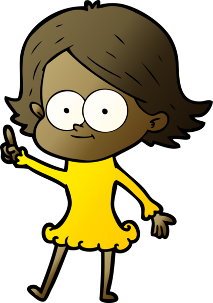 Bir insan tarafından çizilmiş mutlu çizgi film kızı.