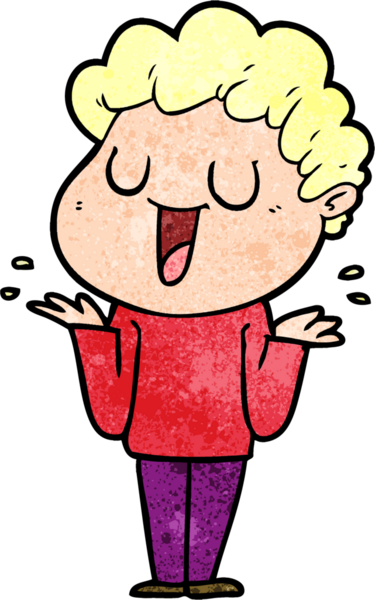 Bir insan tarafından çizilmiş gülen karikatür adam.