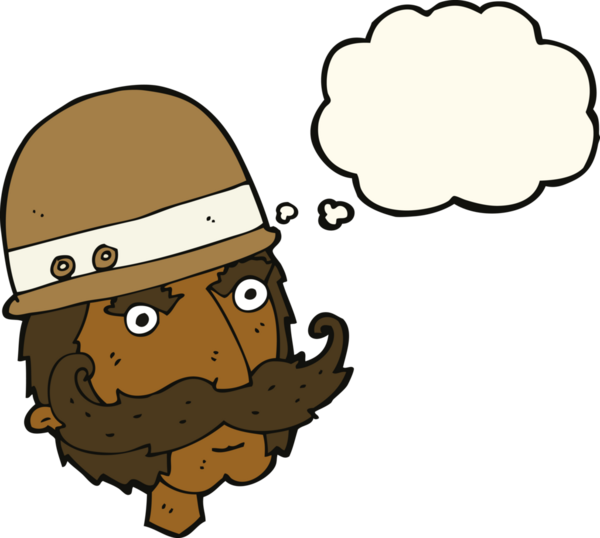 Bir insan tarafından çizilmiş düşünce baloncuğuyla Victoria tarzı büyük bir oyun avcısı.