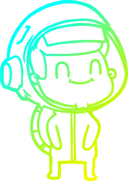 Bir insan tarafından çizilmiş mutlu bir astronot çizgi roman çizimi.