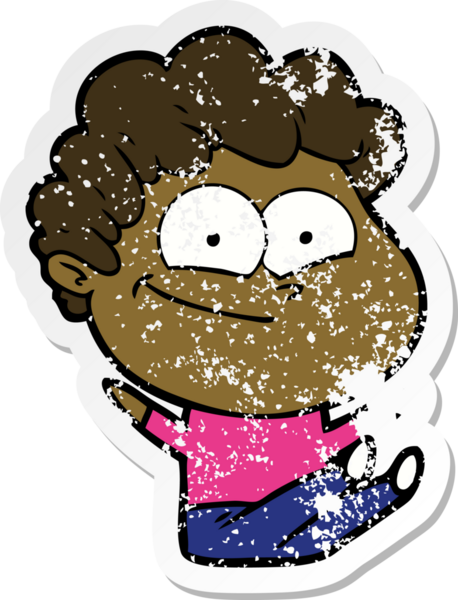 Bir insan tarafından çizilmiş mutlu bir adamın sıkıntılı çıkartması.