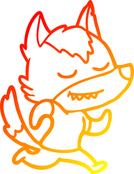 Bir insan tarafından çizilmiş dost canlısı bir kurt çizgi çizimi.