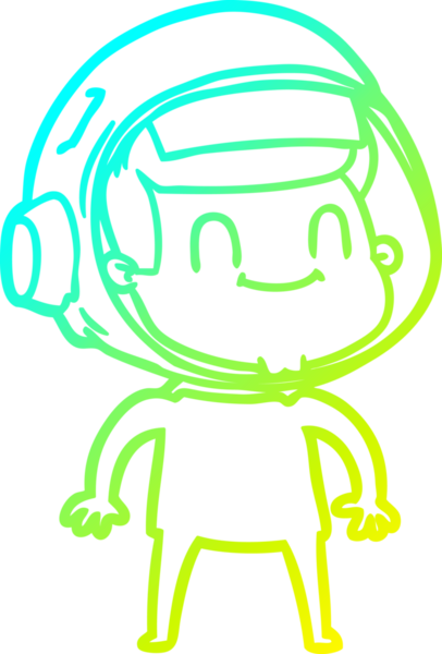 Bir insan tarafından çizilmiş mutlu bir astronotun soğuk gradyan çizimi.