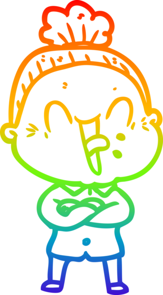 Gökkuşağı gradyan çizgi çizimi Bir insan tarafından çizilmiş mutlu yaşlı kadın