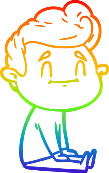 Gökkuşağı gradyan çizimi mutlu bir çizgi film adamı bir insan tarafından çizilmiş