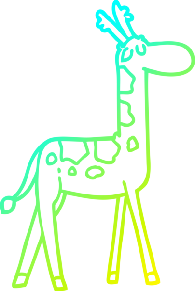 Bir insan tarafından çizilmiş komik bir zürafanın soğuk çizgi çizimi.