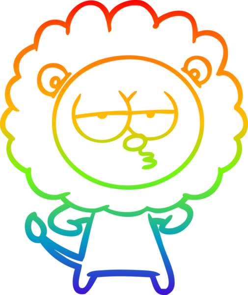 Gökkuşağı gradyan çizgi çizimi bir insan tarafından çizilmiş sıkılmış bir aslan