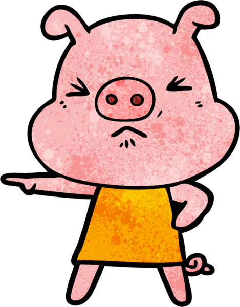 Bir insan tarafından çizilmiş kızgın domuz çizgi filmi.