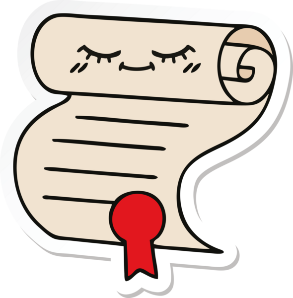 Bir insan tarafından çizilmiş şirin bir çizgi film sözleşmesinin çıkartması.