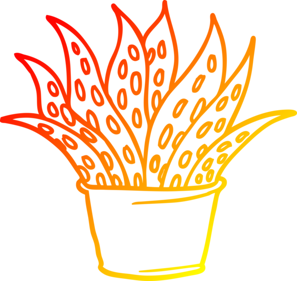 Bir insan tarafından çizilmiş karikatür ev bitkisinin sıcak çizgi çizimi