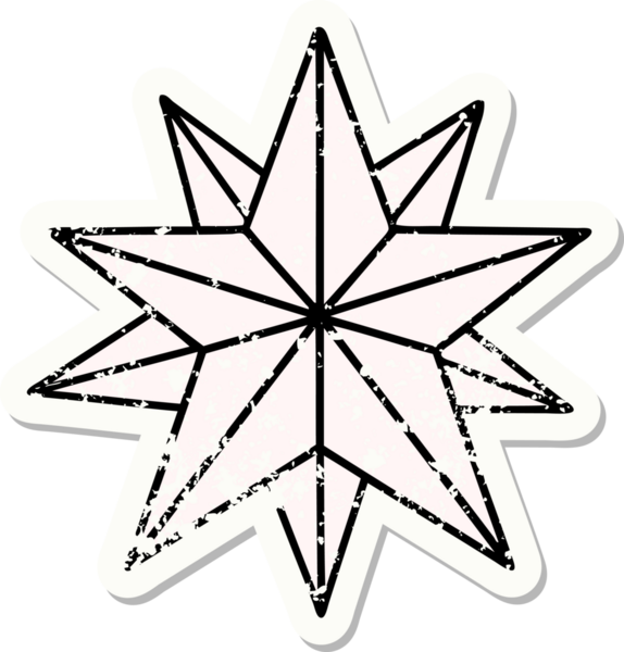 Bir insan tarafından çizilmiş geleneksel bir yıldız stili dövmesi.