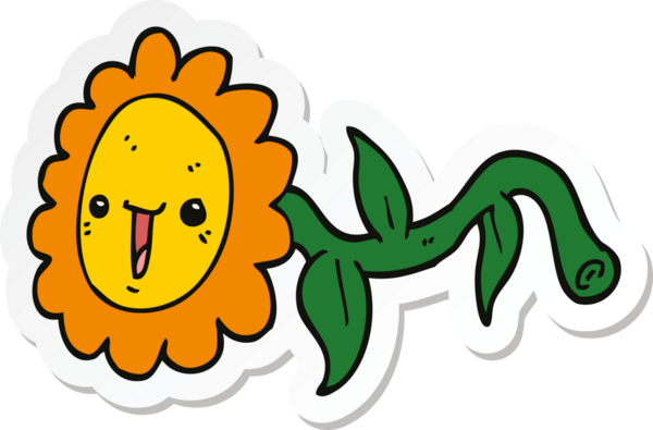 Bir insan tarafından çizilmiş karikatür çiçeğinin çıkartması.