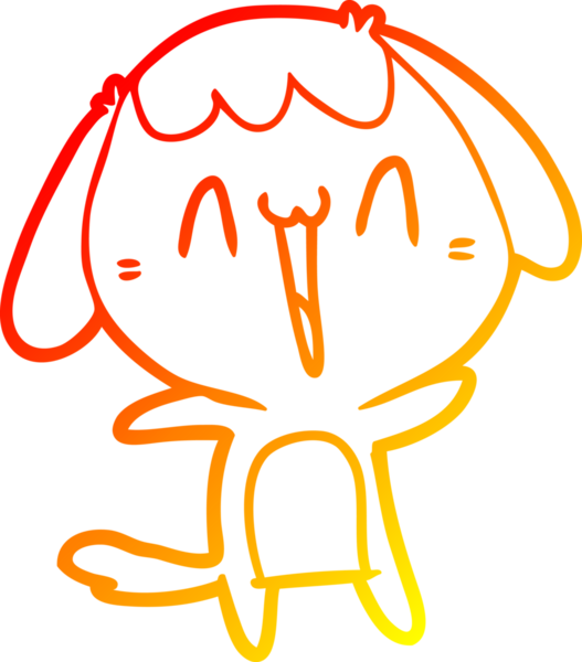 Bir insan tarafından çizilmiş gülen bir köpeğin sıcak çizgi çizimi.