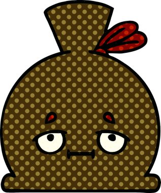 Bir insan tarafından çizilmiş bir çuval karikatürü.