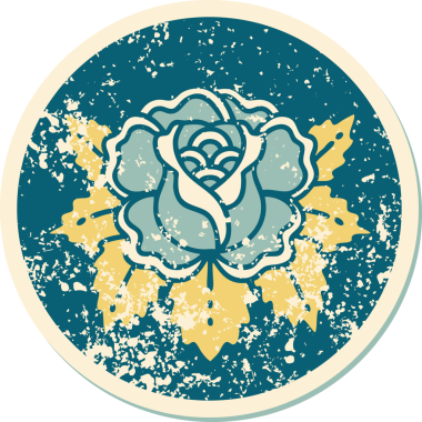 Bir insan tarafından çizilmiş bir gülün sembolik dövmeli görüntüsü.