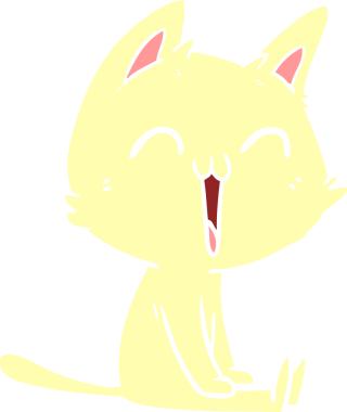 Bir insan tarafından çizilmiş mutlu düz renkli çizgi film kedisi