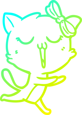 Bir insan tarafından çizilen çizgi film kedisinin soğuk gradyan çizgisi.