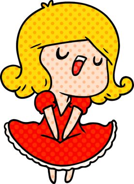 Bir insan tarafından çizilmiş güzel bir kawai kızının çizgi film çizimi.