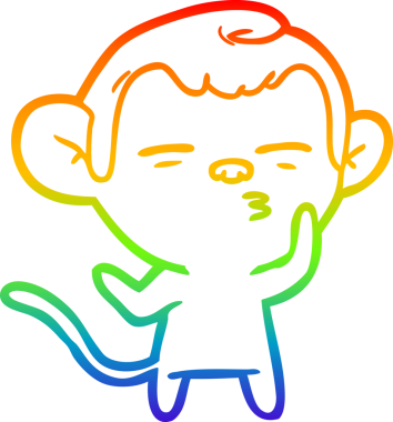 Gökkuşağı gradyan çizgi çizimi Bir insan tarafından çizilmiş şüpheli maymun