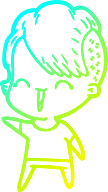 Bir insan tarafından çizilmiş, mutlu bir hipster kız çizgi filmi.