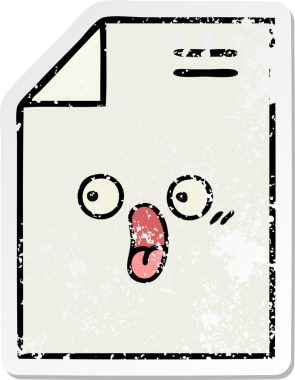 Bir insan tarafından çizilmiş sevimli bir karikatür kağıdının sıkıntılı çıkartması.