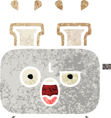 Bir insan tarafından çizilmiş bir tost makinesinin retro çizim stili karikatürü