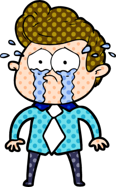 Bir insan tarafından çizilmiş ağlayan bir karikatür.