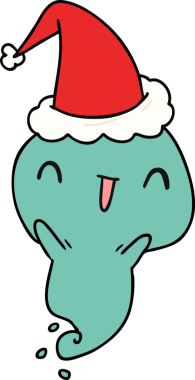 Bir insan tarafından çizilmiş Kawai hayaletinin Noel karikatürü.