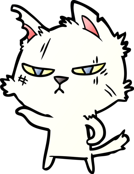 Bir insan tarafından çizilmiş sert çizgi film kedisi.