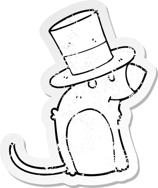 Bir insan tarafından çizilmiş Noel şapkası giyen bir farenin sıkıntılı çıkartması.