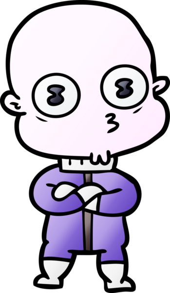 Bir insan tarafından çizilmiş garip kel uzay adamı çizgi filmi.