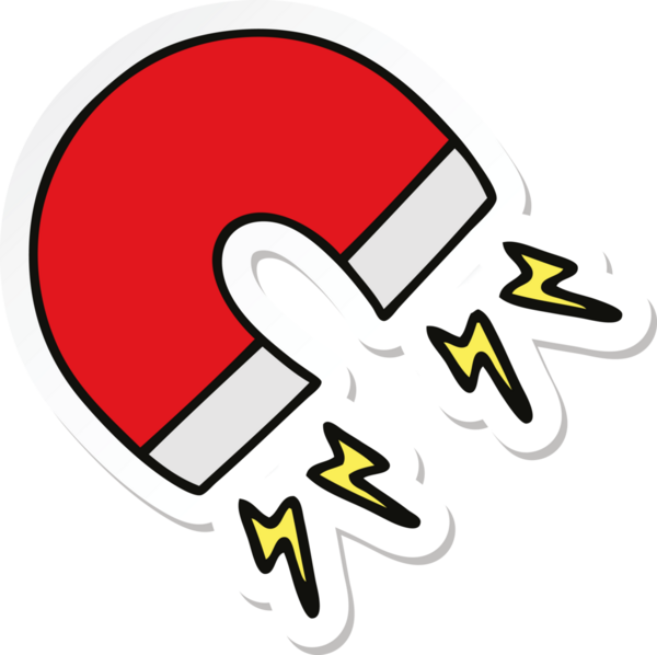 Bir insan tarafından çizilmiş şirin bir çizgi film mıknatısı etiketi.