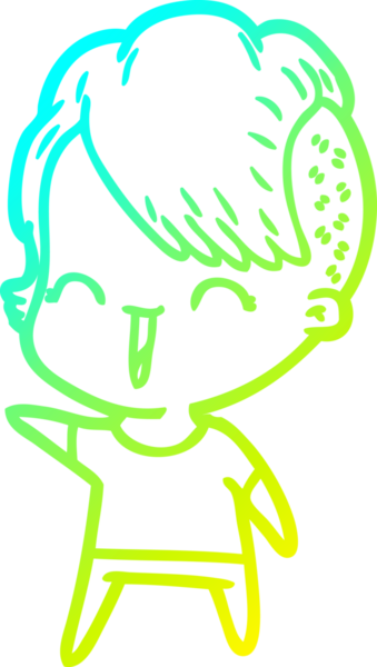 Bir insan tarafından çizilmiş, mutlu bir hipster kız çizgi filmi.