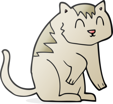 Bir insan tarafından çizilmiş serbest çizim çizgi film kedisi.