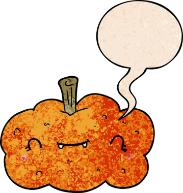 bir insan tarafından çizilmiş eski moda konuşma baloncuklu çizgi film balkabağı