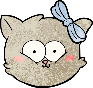 Bir insan tarafından çizilmiş sevimli çizgi film kedisi yüzü.