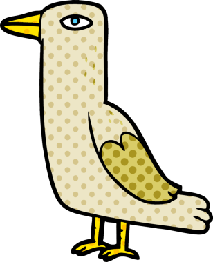 Bir insan tarafından çizilmiş çizgi film kuşu.